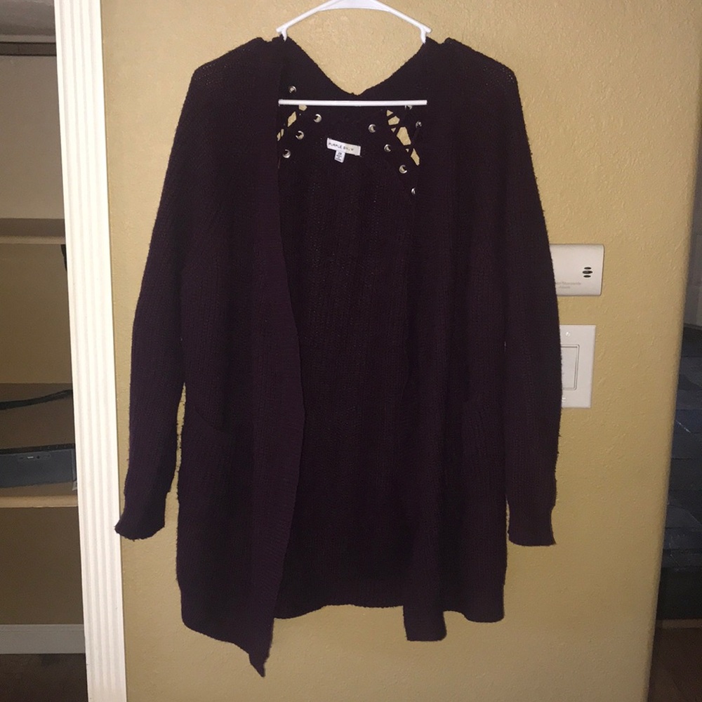 Burgundy knit cardigan